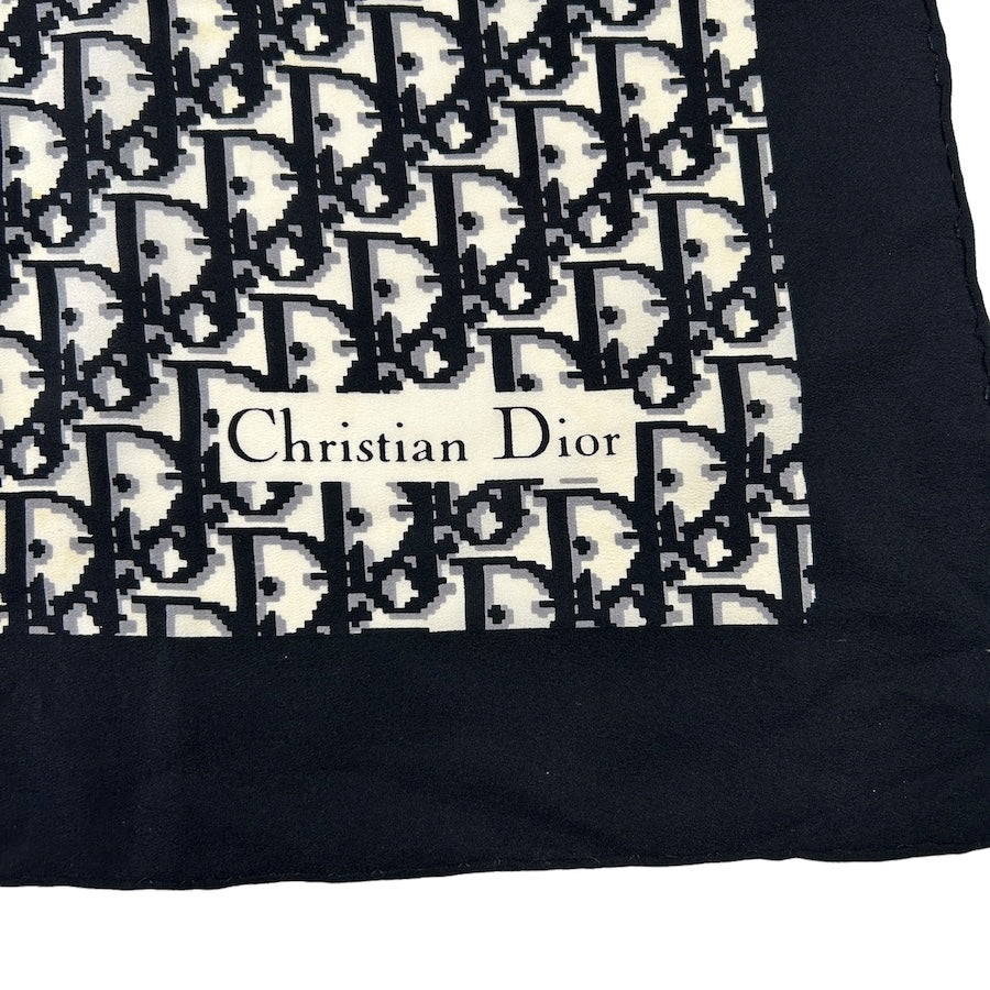 DIOR BLACK/WHITE SILK OBLIQUE MONOGRAM SCARF 3YR98H