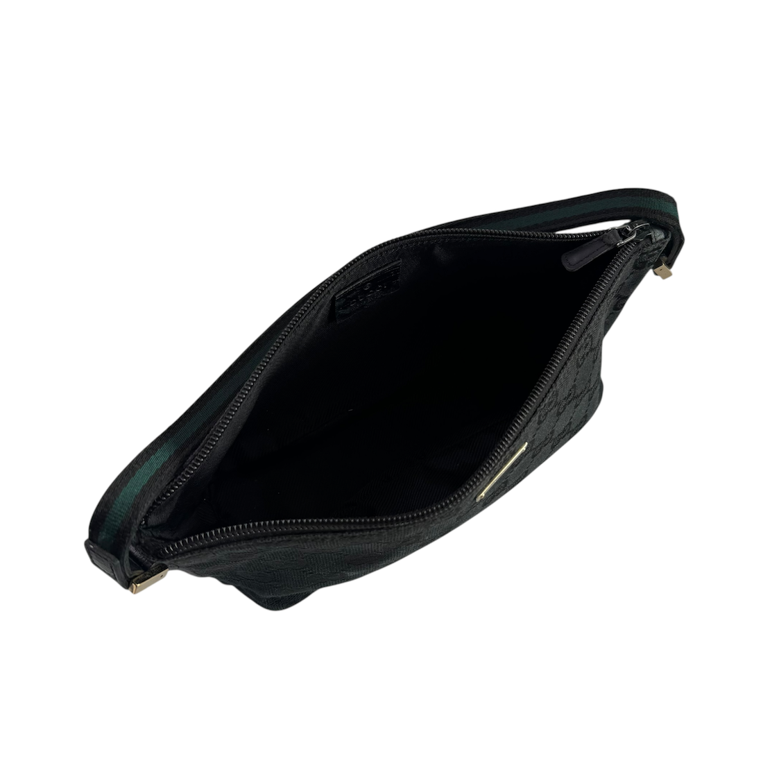GUCCI GG CANVAS BOAT POCHETTE - BLACK/GREEN