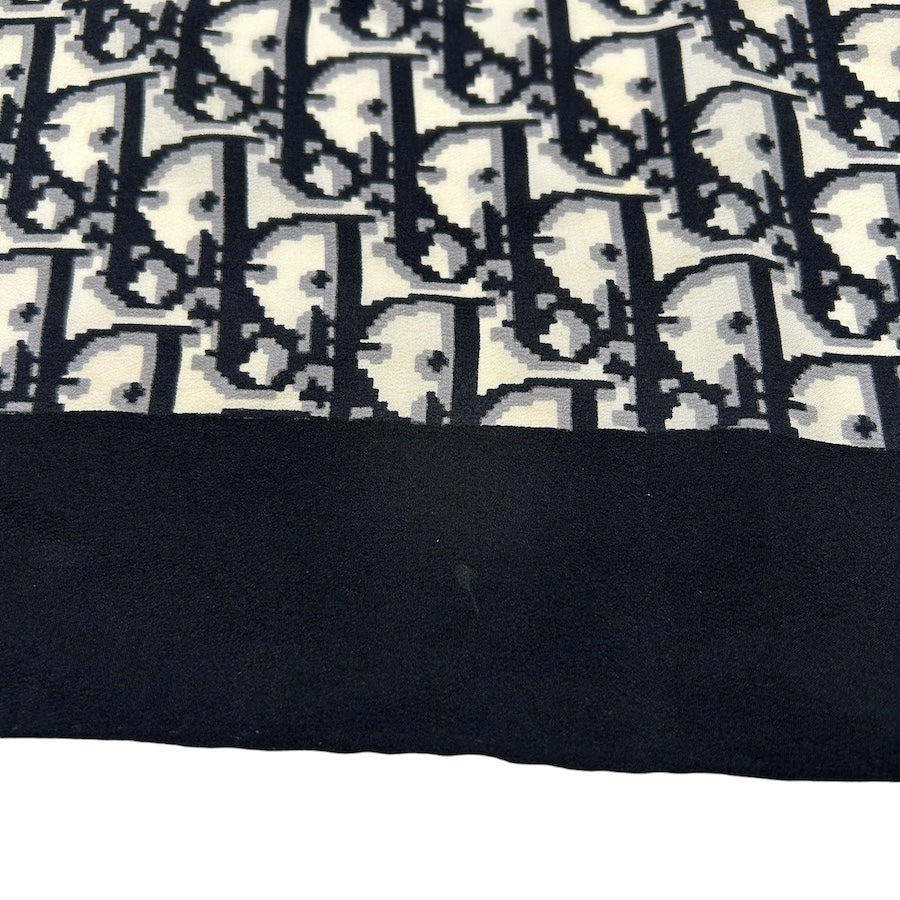 DIOR BLACK/WHITE SILK OBLIQUE MONOGRAM SCARF 3YR98H