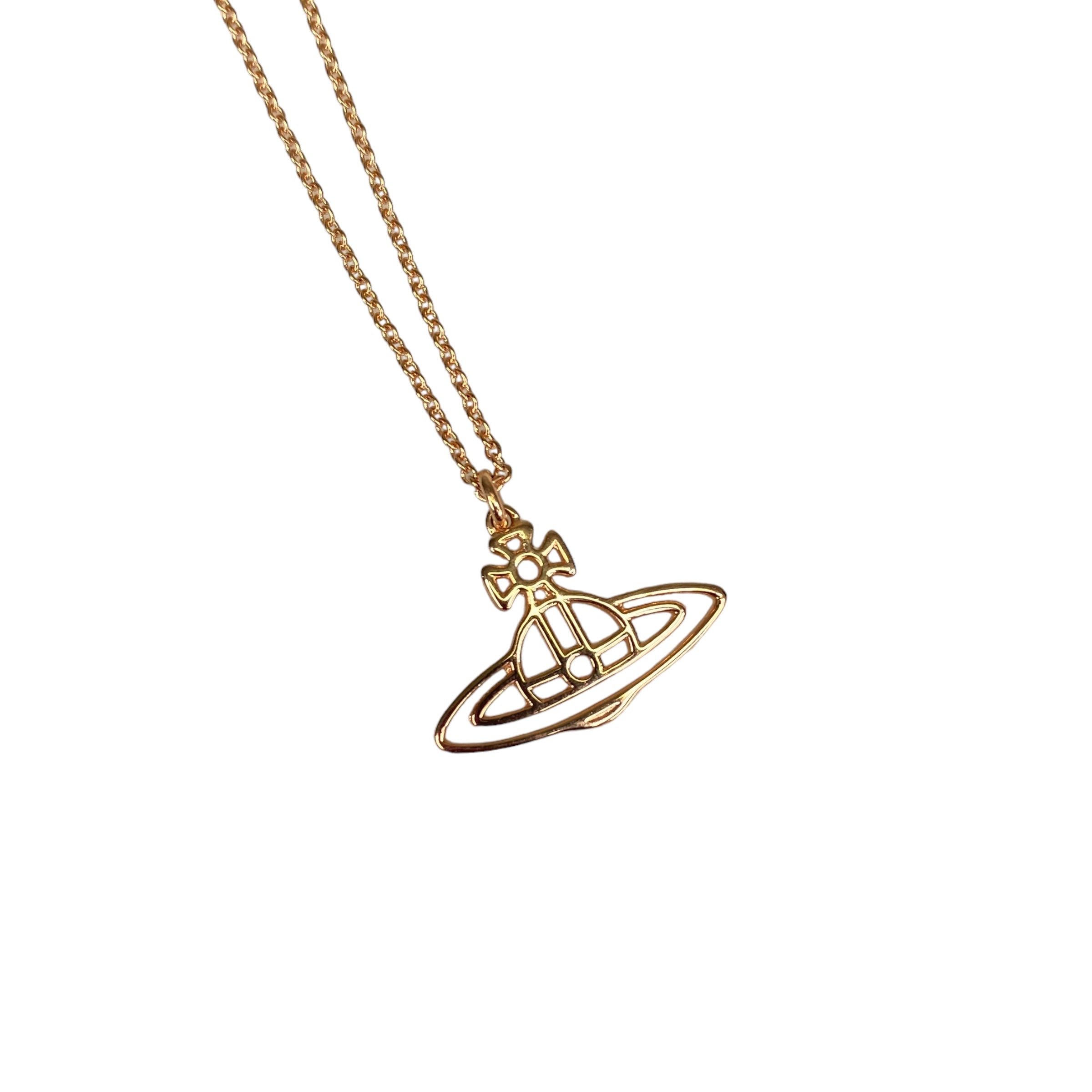 VIVIENNE WESTWOOD THIN LINES FLAT ORB ROSE GOLD NECKLACE