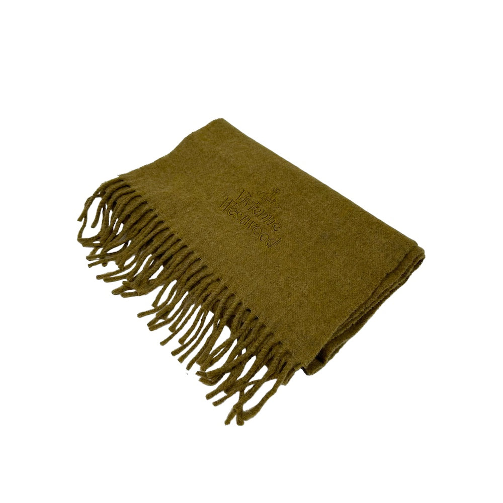 VIVIENNE WESTWOOD LOGO EMBROIDERED SCARF - MOSS GREEN