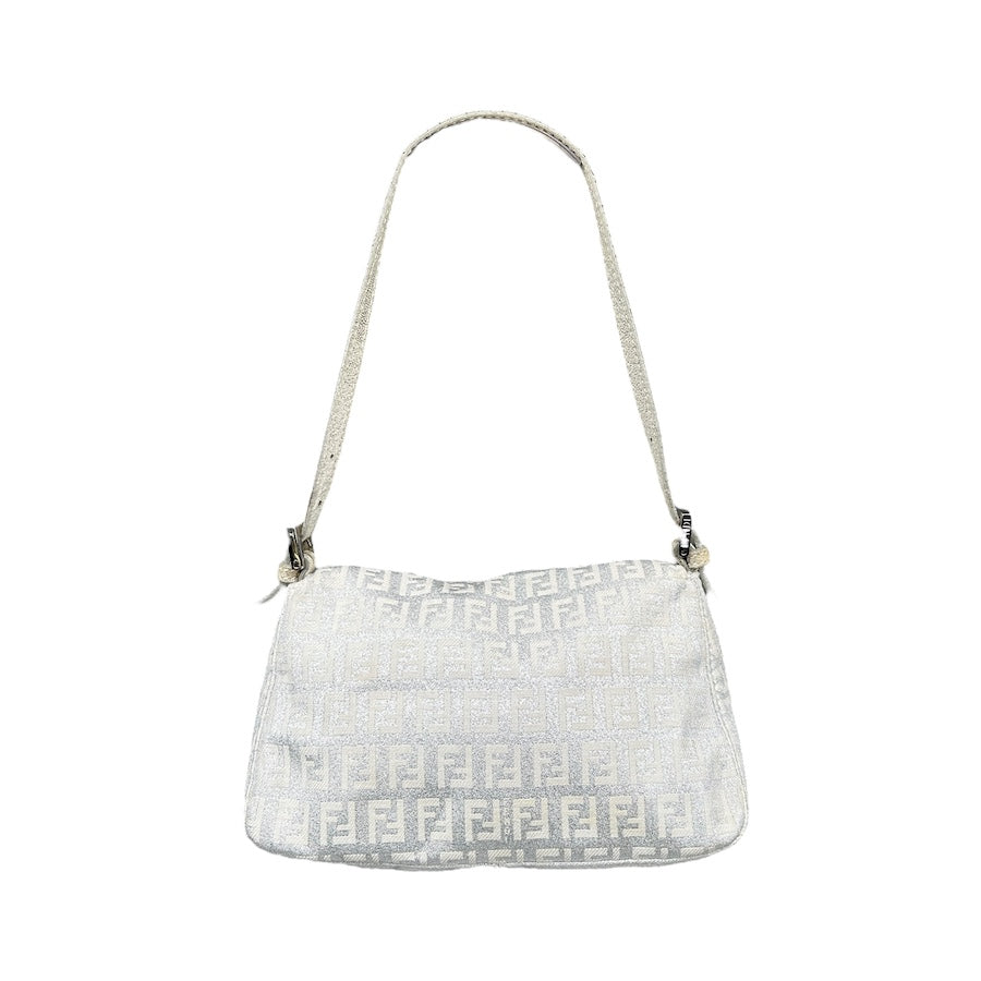 FENDI GLITTER ZUCCHINO CANVAS MINI BAGUETTE BAG