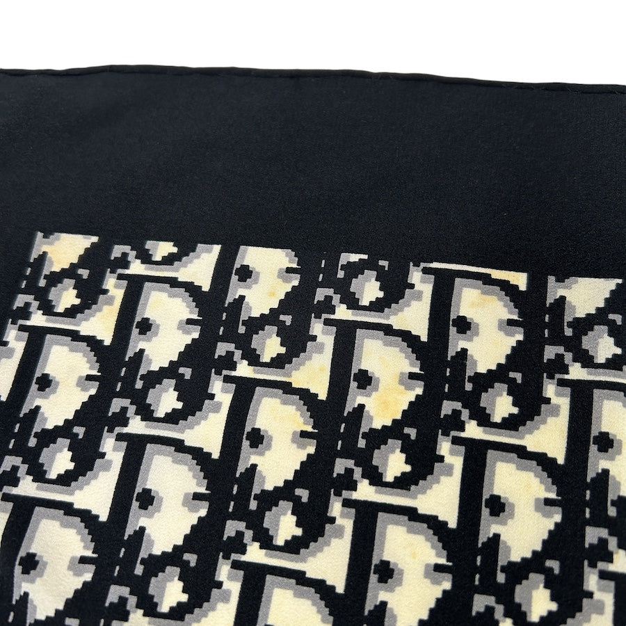 DIOR BLACK/WHITE SILK OBLIQUE MONOGRAM SCARF 3YR98H