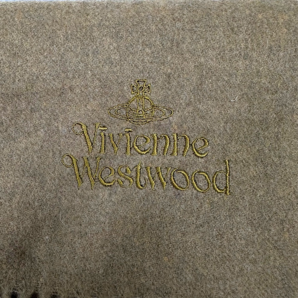 VIVIENNE WESTWOOD LOGO EMBROIDERED SCARF - MOSS GREEN