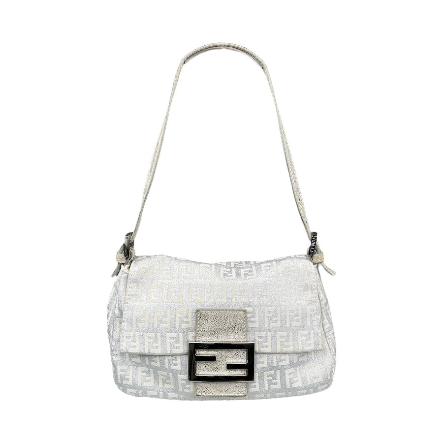 FENDI GLITTER ZUCCHINO CANVAS MINI BAGUETTE BAG