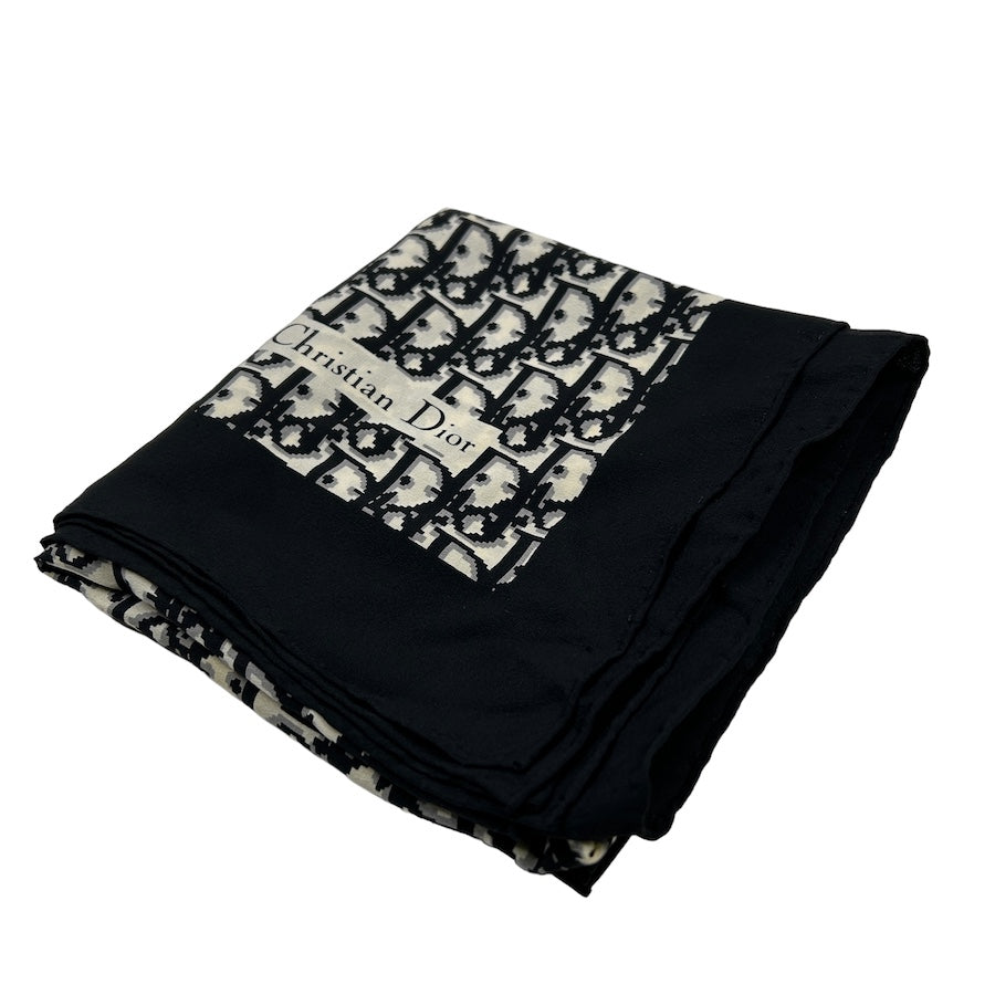 DIOR BLACK/WHITE SILK OBLIQUE MONOGRAM SCARF 3YR98H