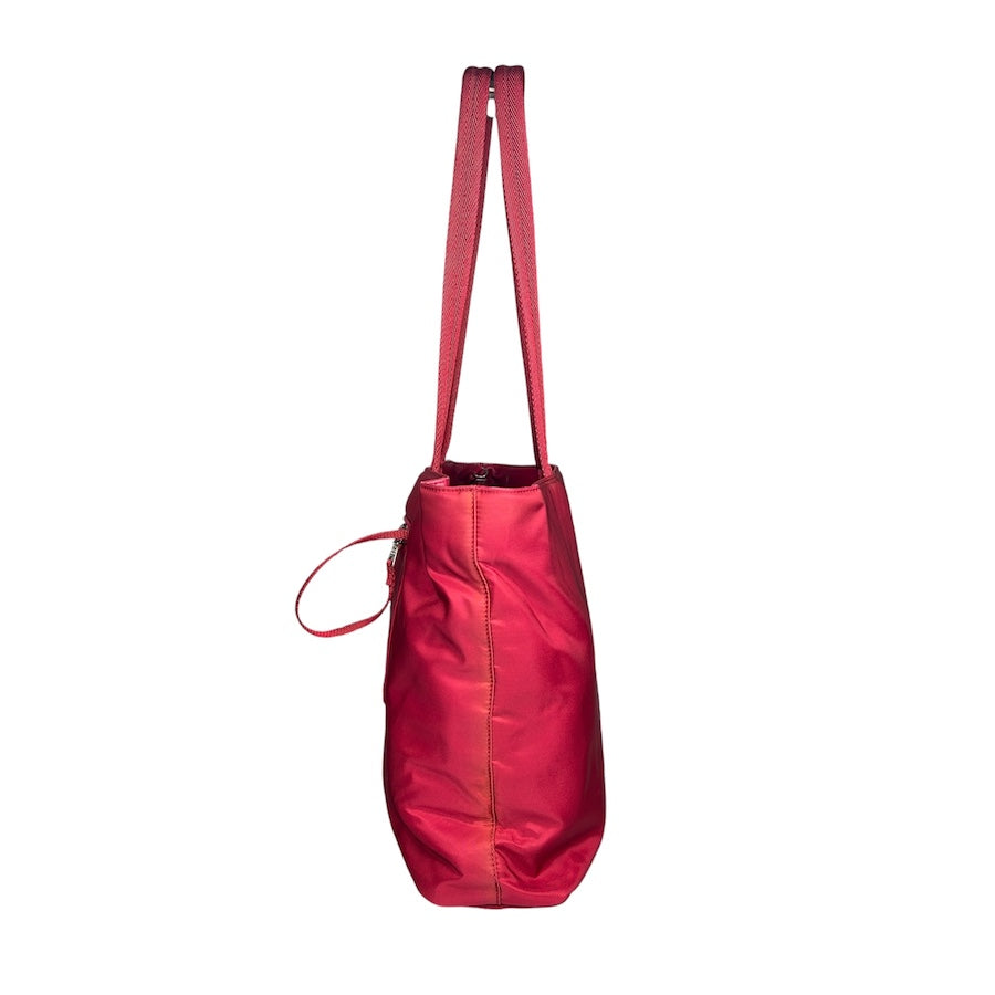 PRADA RED NYLON MULTI-COMPARTMENT TOTE BAG