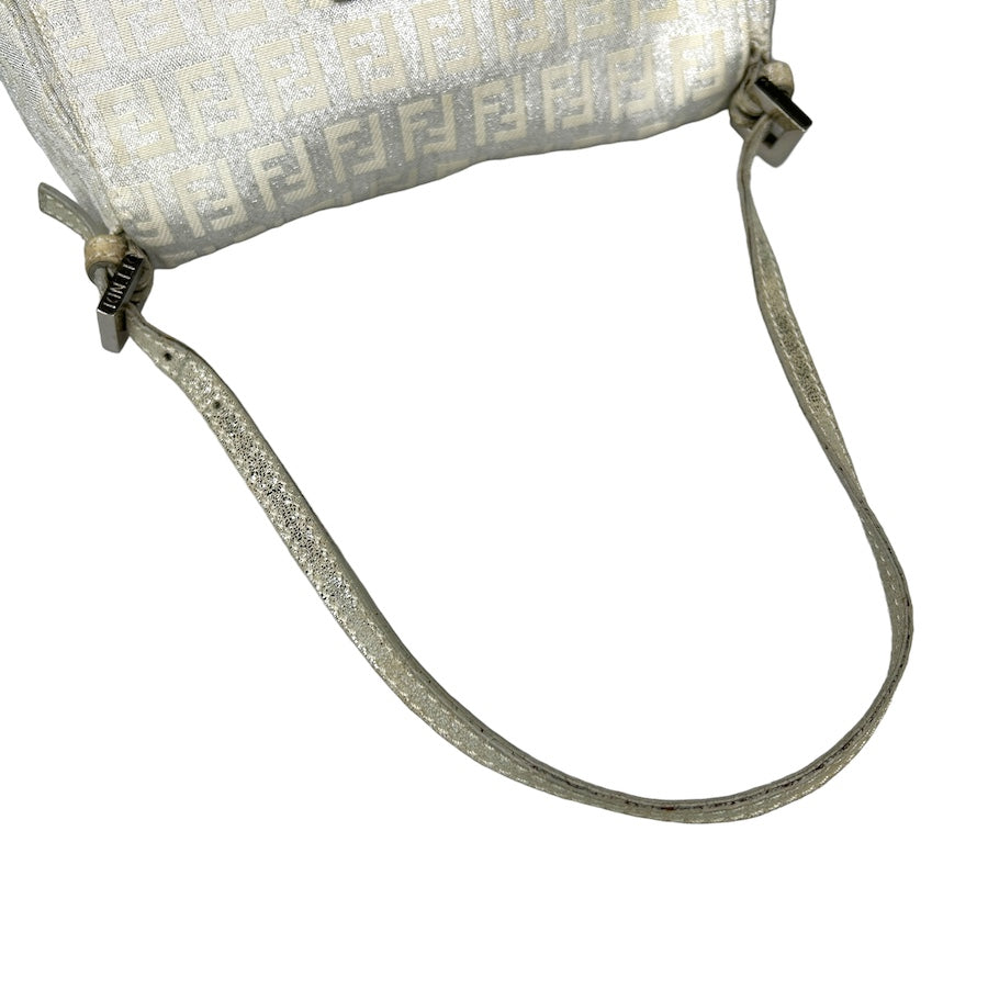 FENDI GLITTER ZUCCHINO CANVAS MINI BAGUETTE BAG