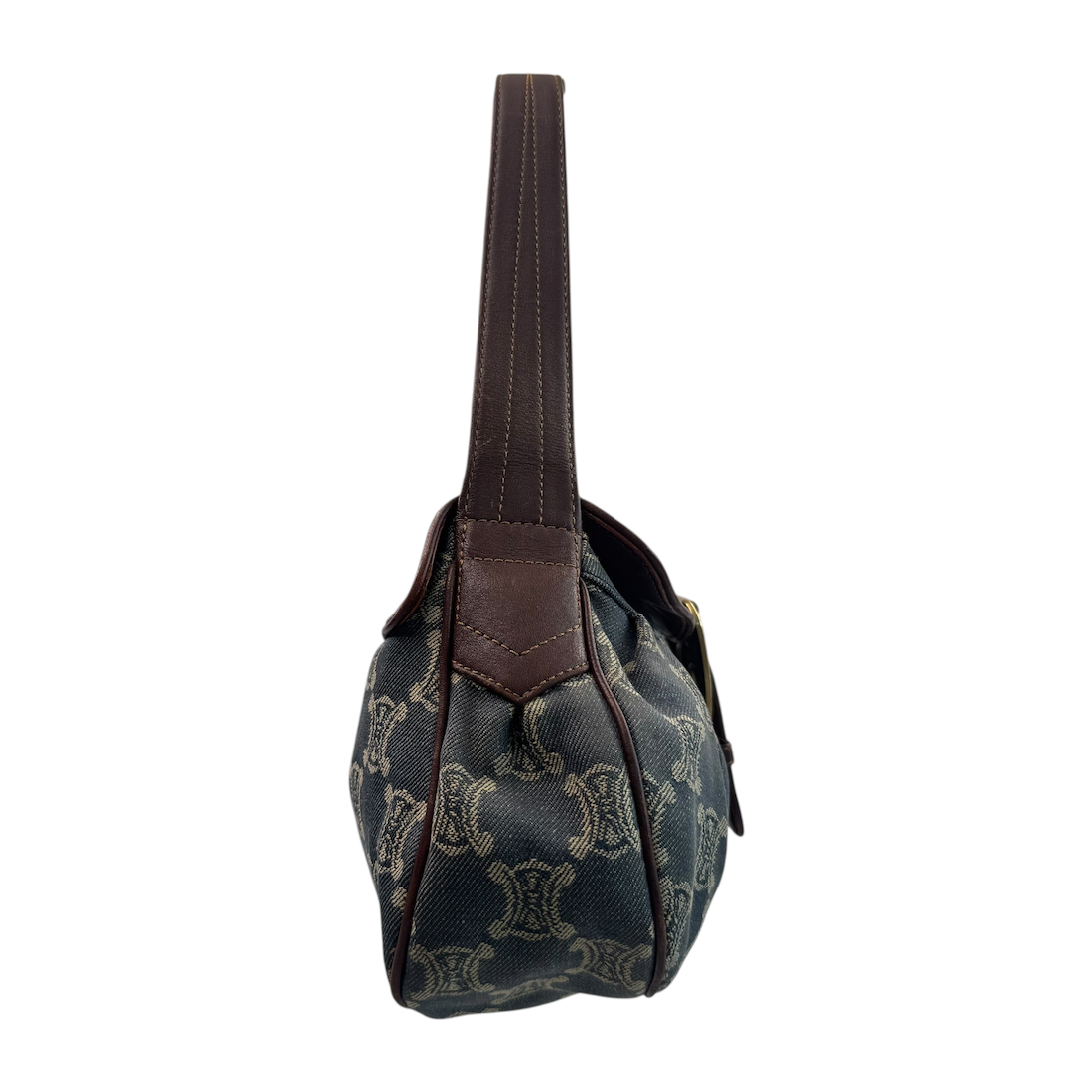 CELINE MACADAM CANVAS DENIM SHOULDER BAG (II)