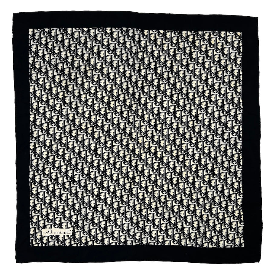 DIOR BLACK/WHITE SILK OBLIQUE MONOGRAM SCARF 3YR98H