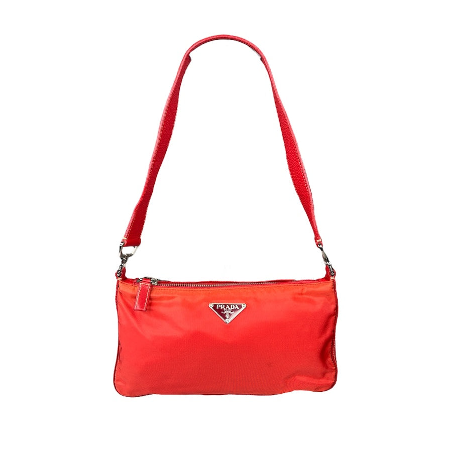 PRADA RED NYLON/LEATHER MINI SHOULDER BAG 032HF