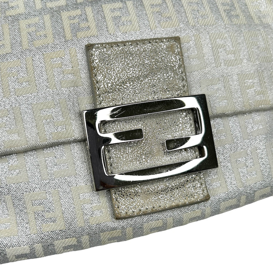 FENDI GLITTER ZUCCHINO CANVAS MINI BAGUETTE BAG