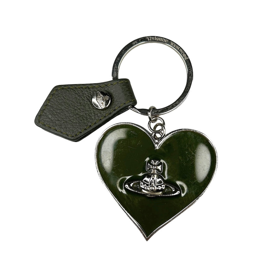 VIVIENNE WESTWOOD GREEN HEART ENAMEL KEYCHAIN G498RF