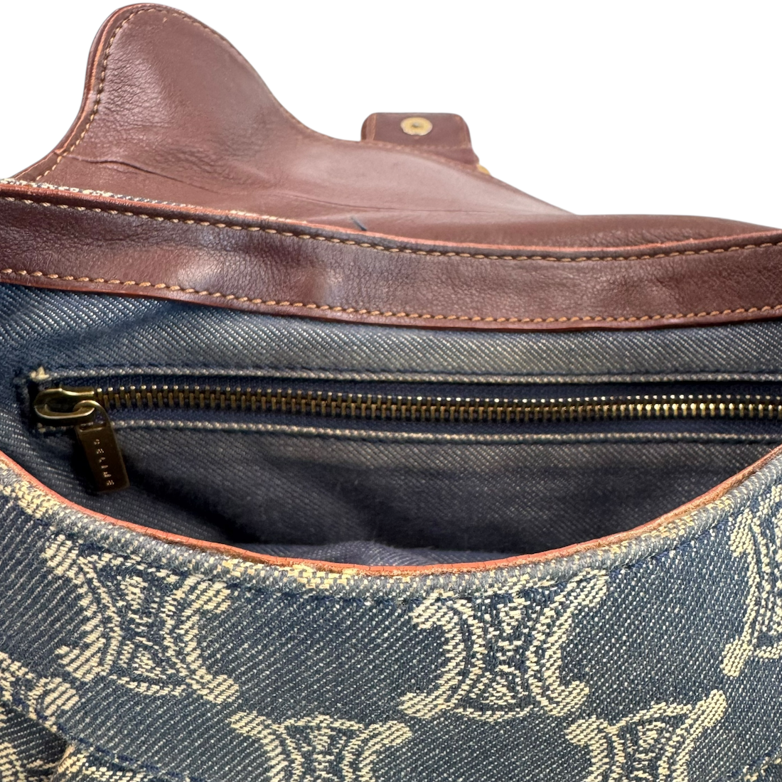 CELINE MACADAM CANVAS DENIM SHOULDER BAG (II)