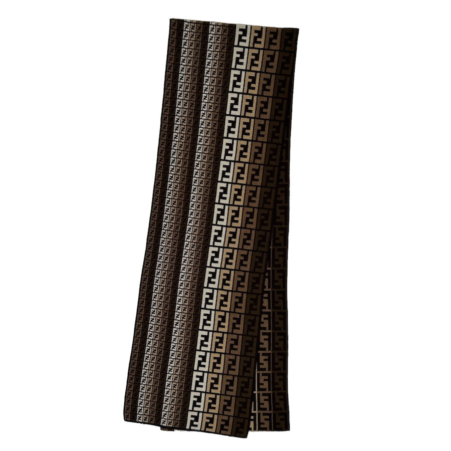FENDI 3-tone brown zucca monogram scarf