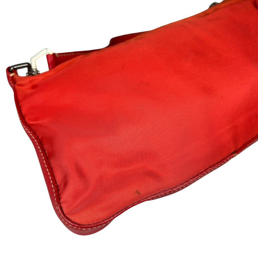 PRADA RED NYLON/LEATHER MINI SHOULDER BAG 032HF