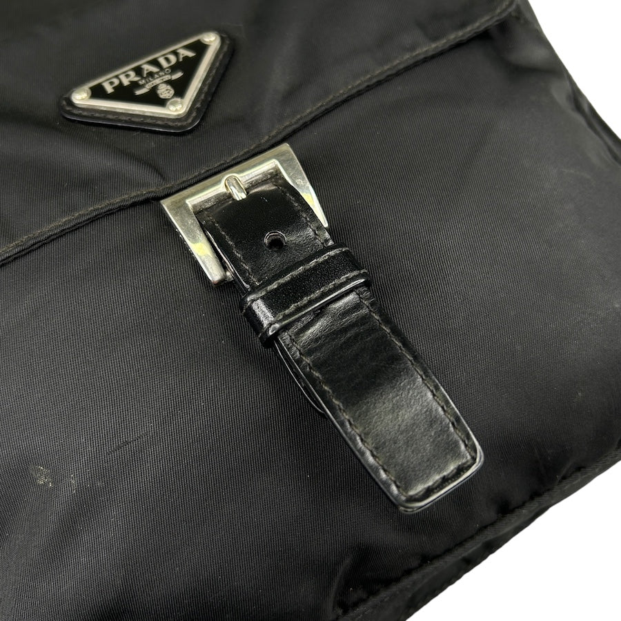 PRADA BLACK NYLON UTILITY SHOULDER BAG - BLACK