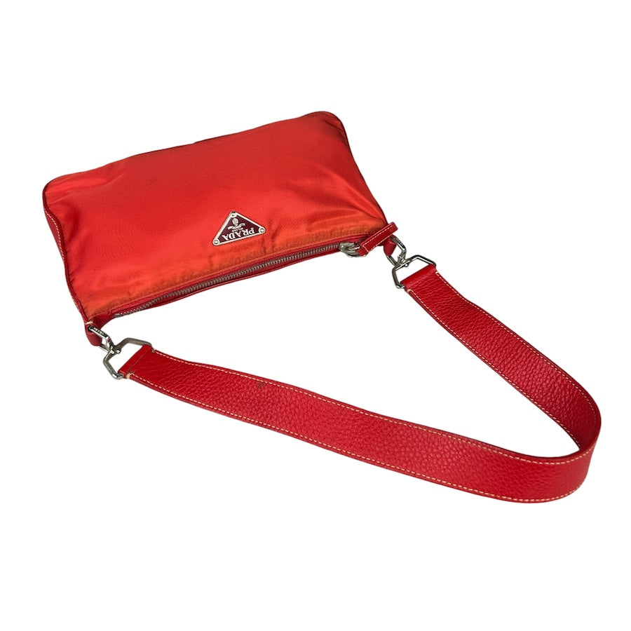 PRADA RED NYLON/LEATHER MINI SHOULDER BAG 032HF