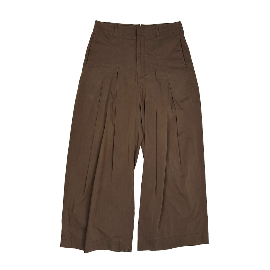 SHINYA KOZUKA BROWN COTTON/POLYESTER BLEND BAGGY PANTS 03HF