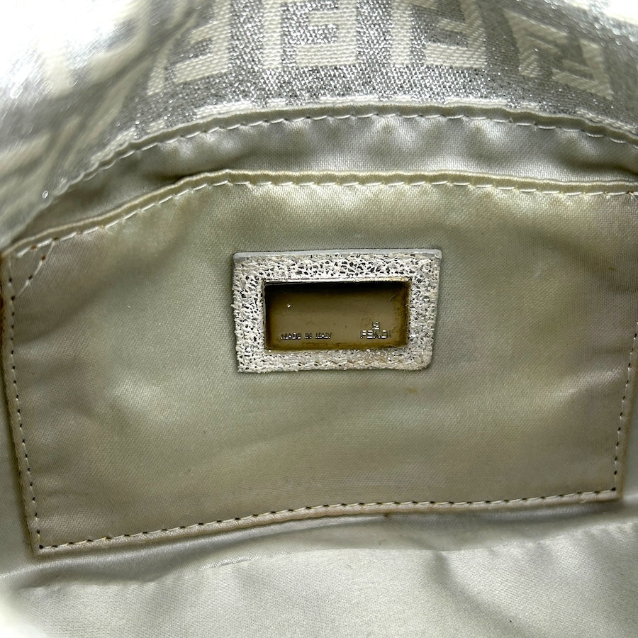 FENDI GLITTER ZUCCHINO CANVAS MINI BAGUETTE BAG