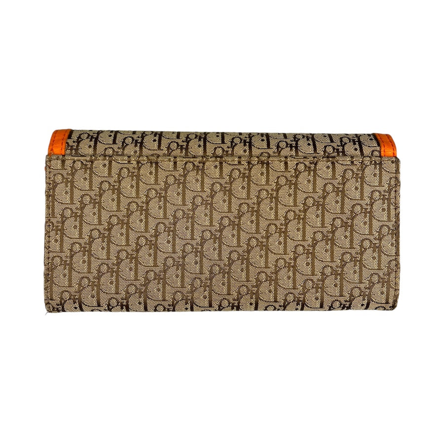 DIOR BEIGE / ORANGE TROTTER CANVAS LONG WALLET