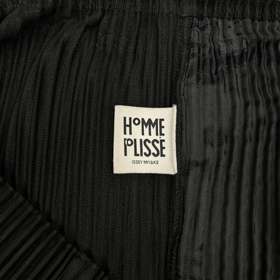 ISSEY MIYAKE HOMME PLISSE BLACK PLEATED PANTS