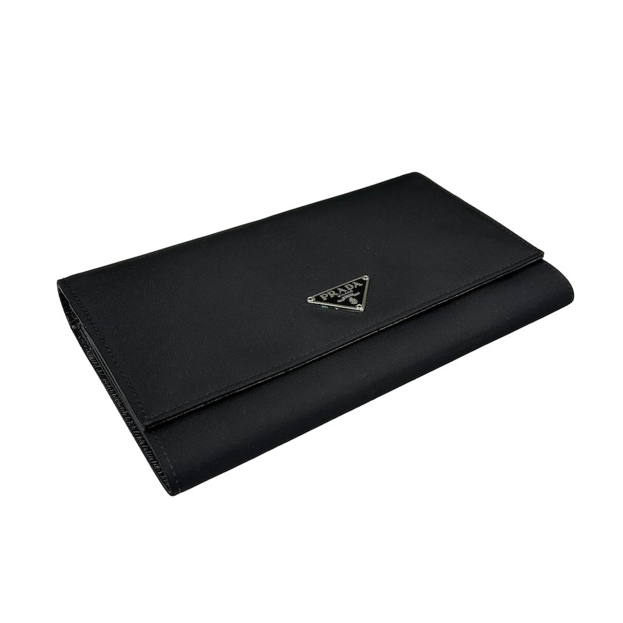 PRADA BLACK NYLON LONG WALLET