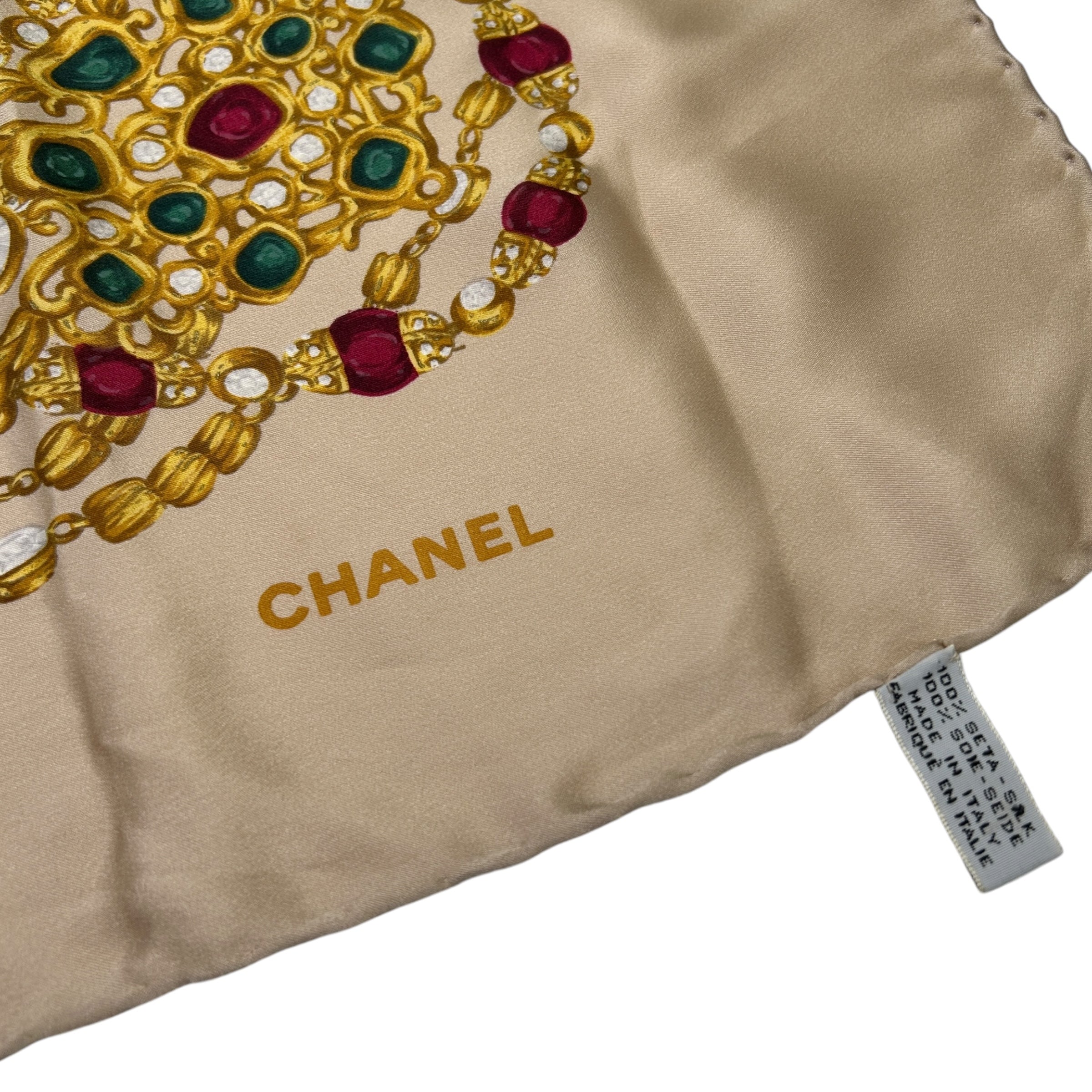 CHANEL GRIPOIX CHAIN SILK SCARF