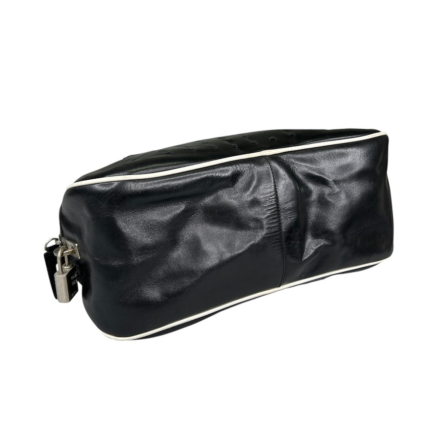 PRADA BLACK PERFORATED LEATHER BOWLER BAG