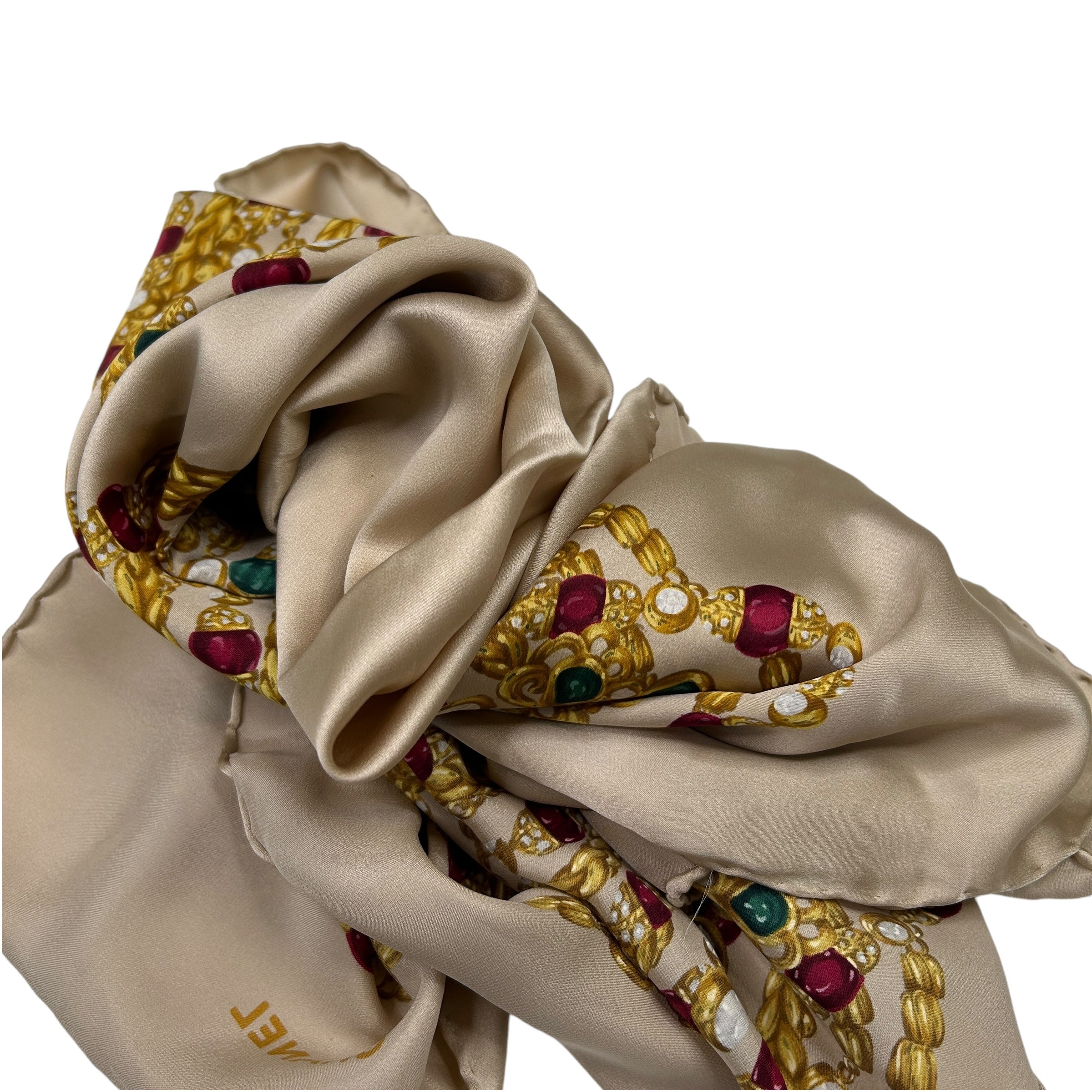 CHANEL GRIPOIX CHAIN SILK SCARF