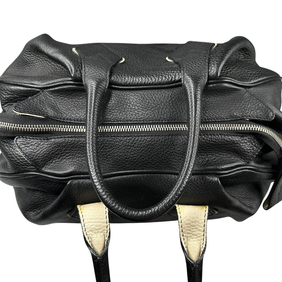 VIVIENNE WESTWOOD BLACK PEBBLED LEATHER BOWLER BAG