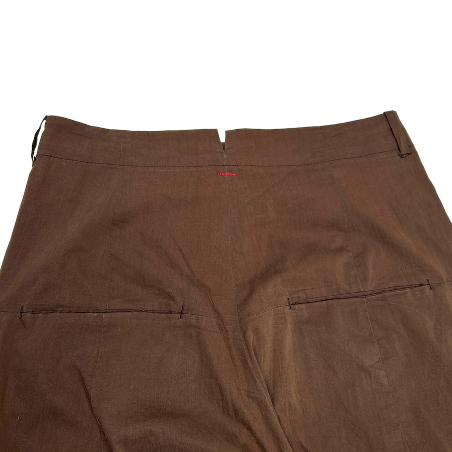 SHINYA KOZUKA BROWN COTTON/POLYESTER BLEND BAGGY PANTS 03HF