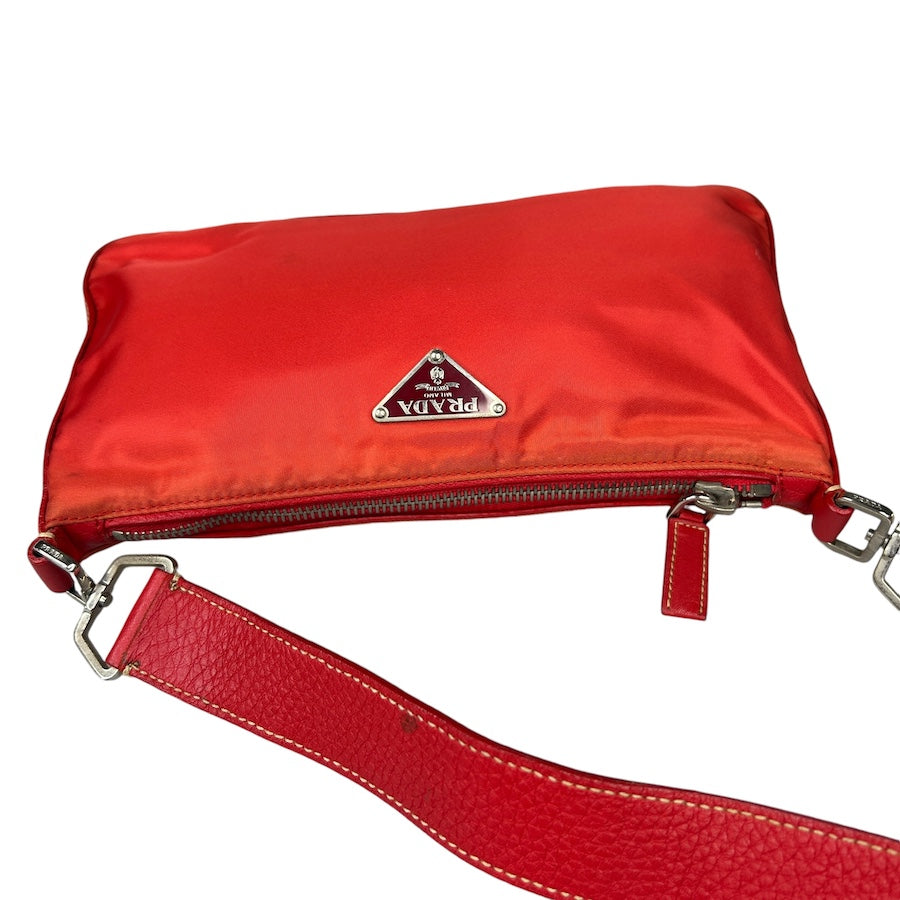 PRADA RED NYLON/LEATHER MINI SHOULDER BAG 032HF