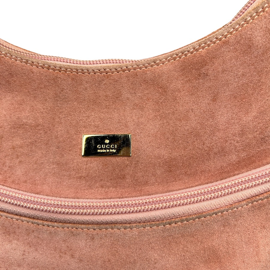 GUCCI PINK SUEDE HOBO SHOULDER BAG