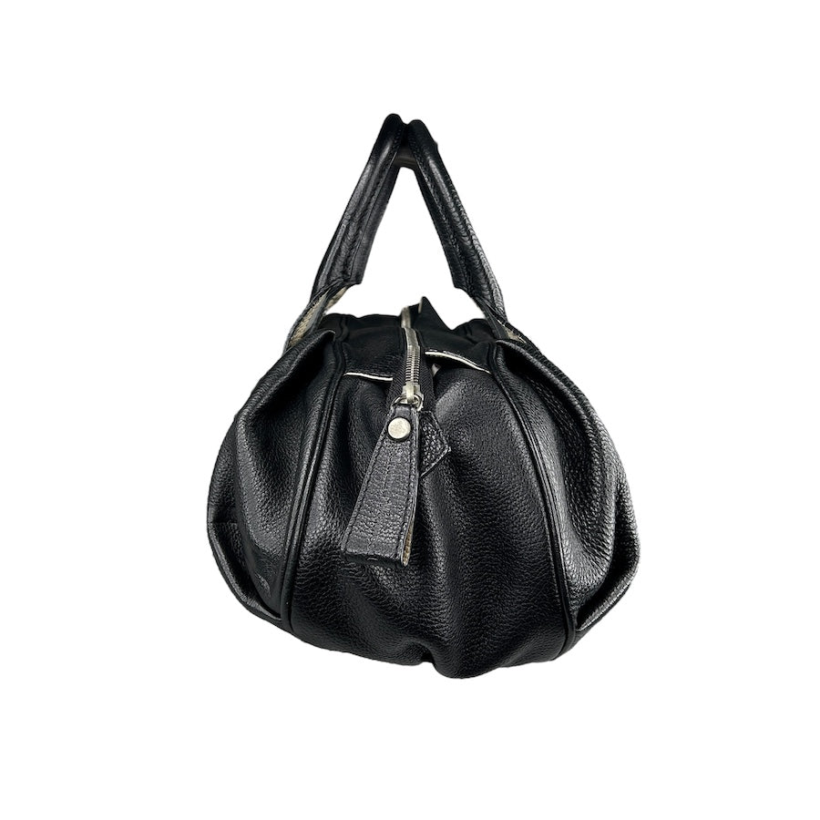 VIVIENNE WESTWOOD BLACK PEBBLED LEATHER BOWLER BAG