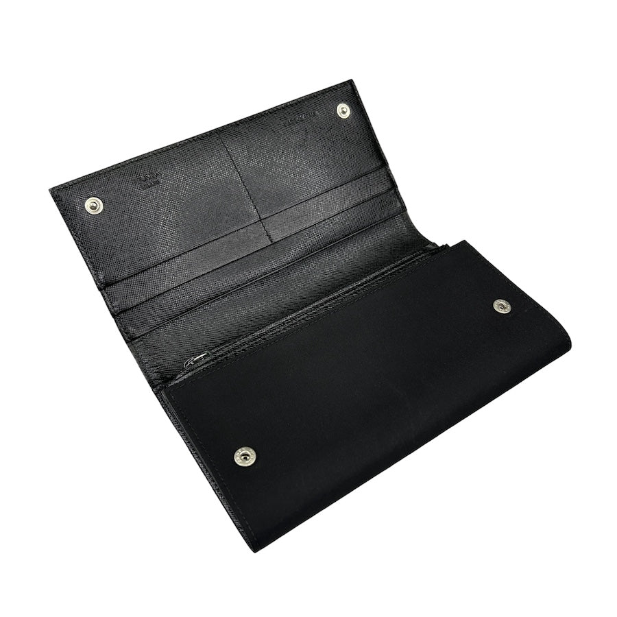 PRADA BLACK NYLON LONG WALLET