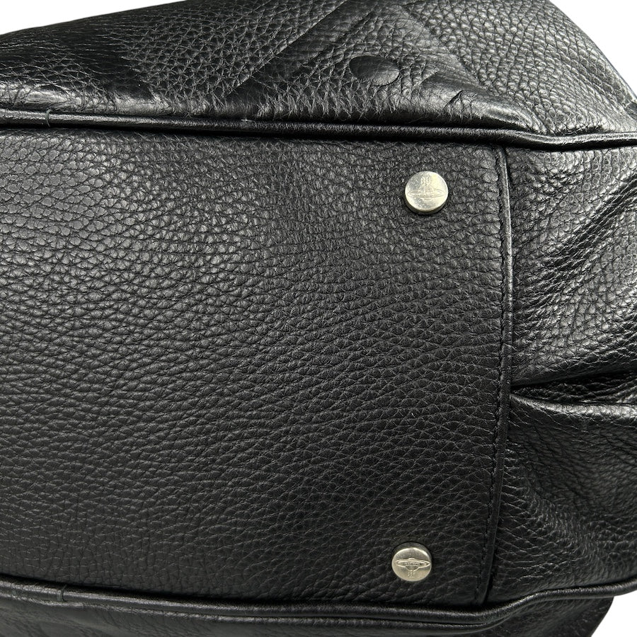 VIVIENNE WESTWOOD BLACK PEBBLED LEATHER BOWLER BAG