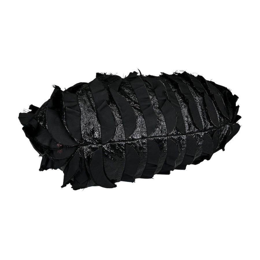 PRADA BLACK FRILLED NYLON SHOULDER BAG