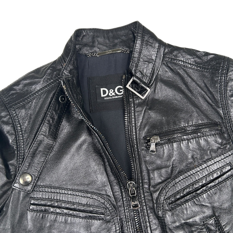 DOLCE & GABANA LAMB LEATHER RIDERS JACKET - BLACK 03HFG