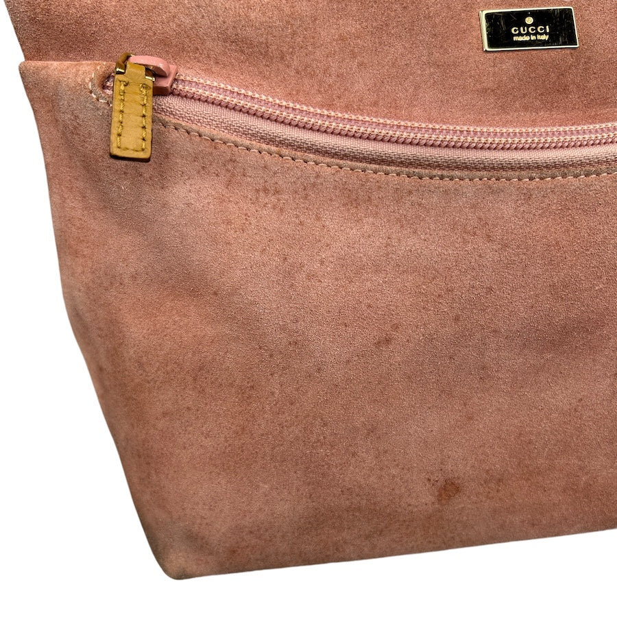 GUCCI PINK SUEDE HOBO SHOULDER BAG