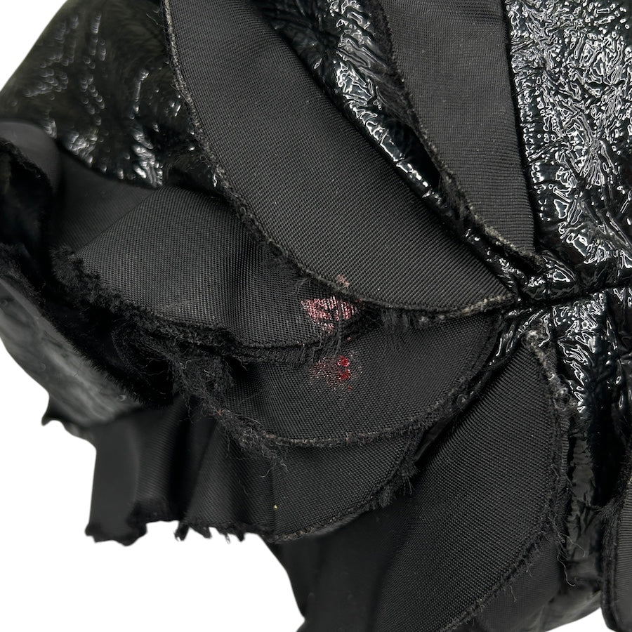 PRADA BLACK FRILLED NYLON SHOULDER BAG