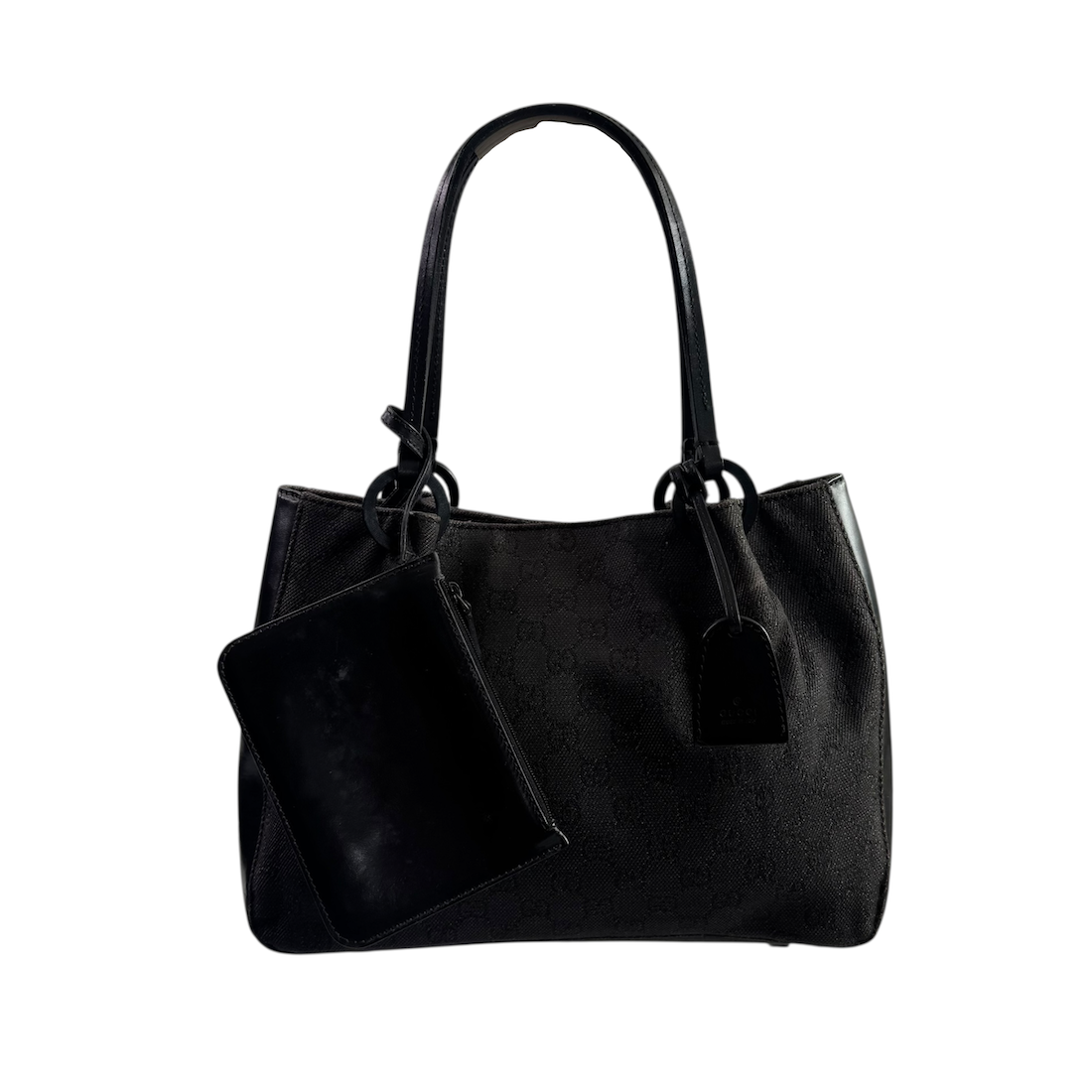 GUCCI GG CANVAS TOTE BAG W/ POUCH - GREY