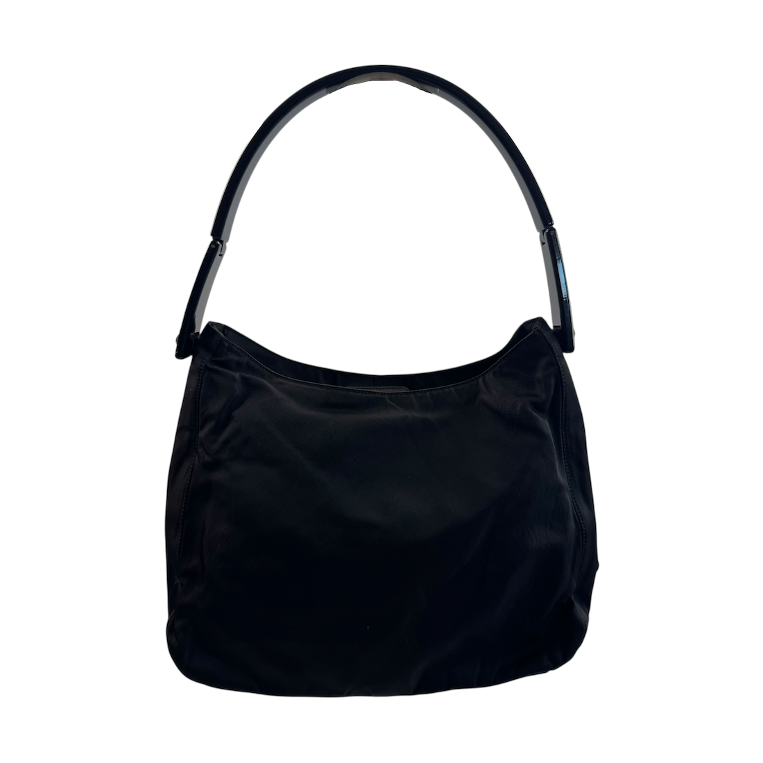 PRADA NYLON HOBO SHOULDER BAG - BLACK