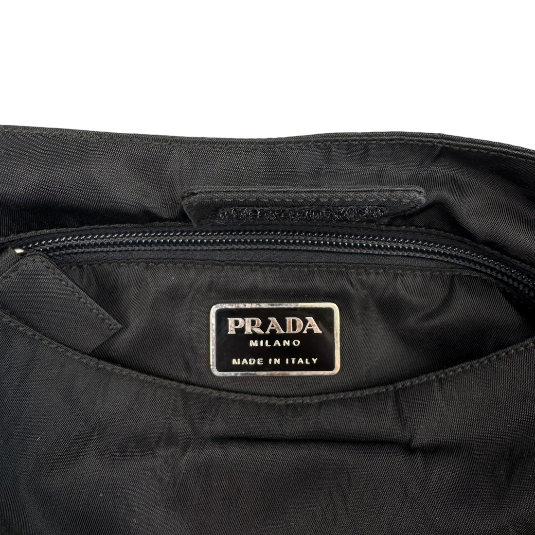PRADA NYLON HOBO SHOULDER BAG - BLACK