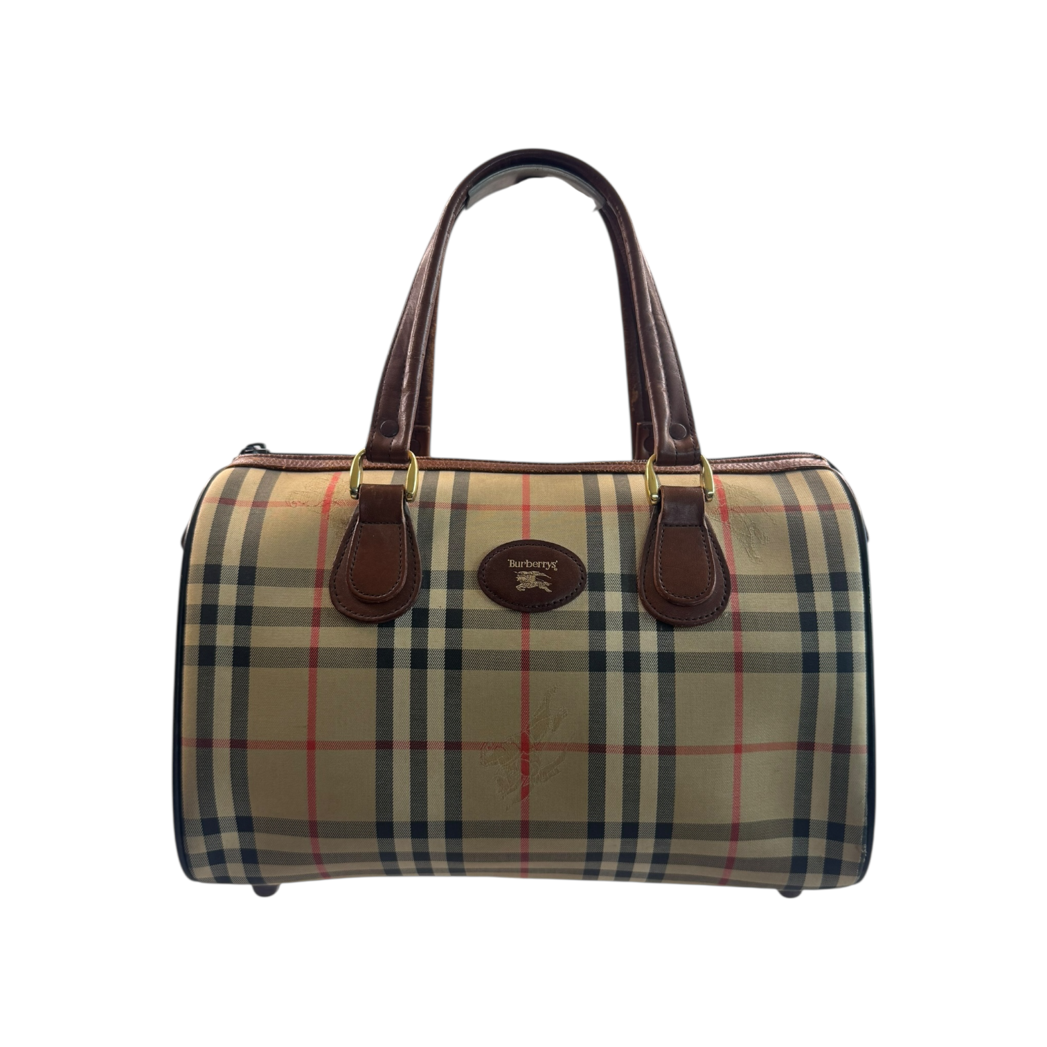 BURBERRY NOVA CHECK CANVAS BOSTON BAG