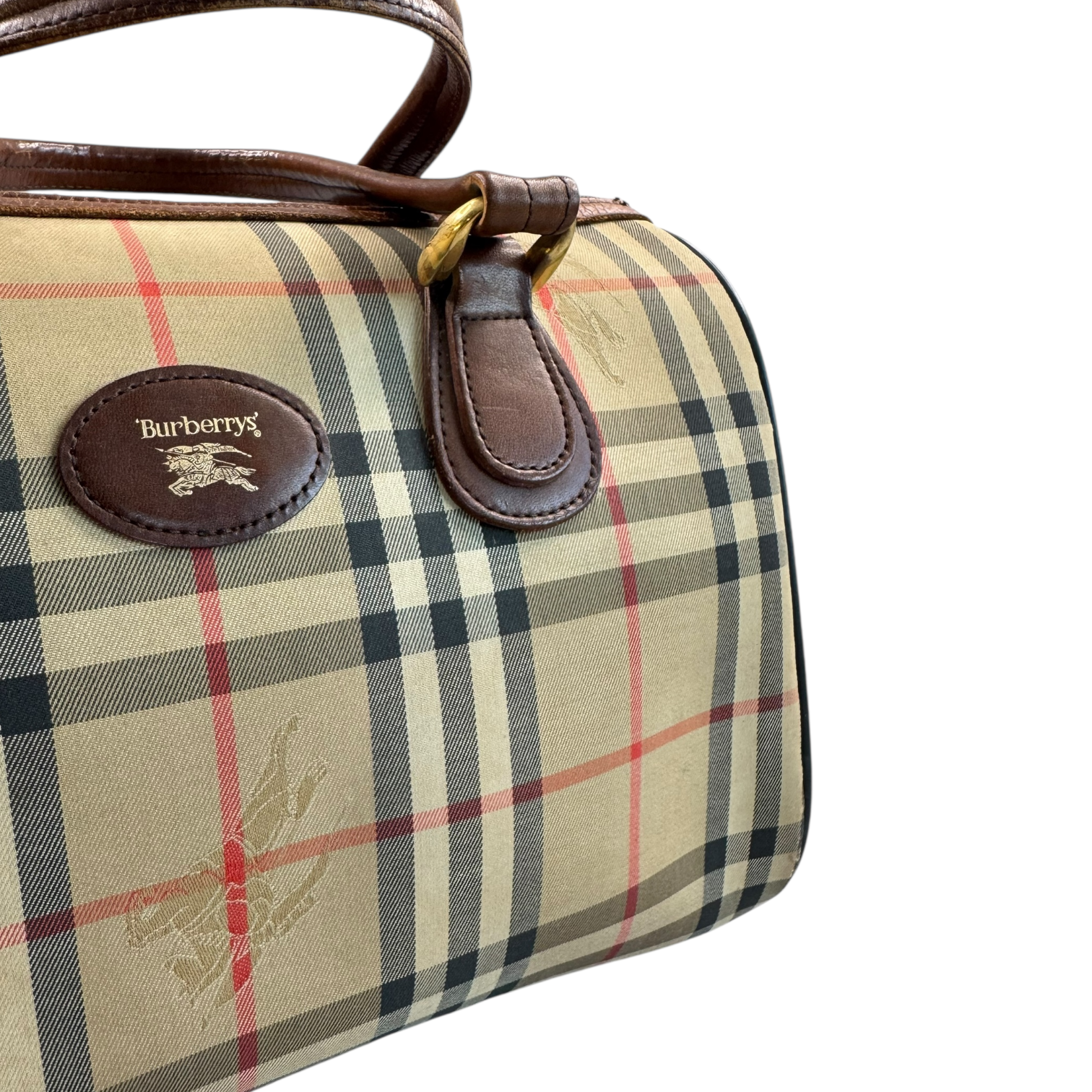 BURBERRY NOVA CHECK CANVAS BOSTON BAG