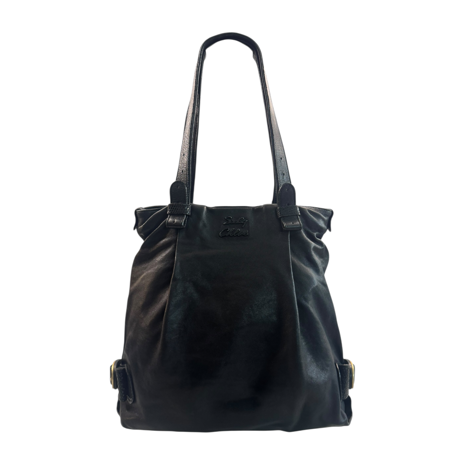 SEE BY CHLOE LEATHER TOTE BAG - BLACK