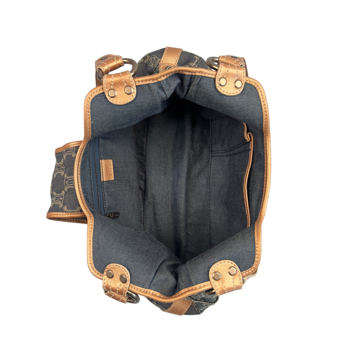 CELINE MACADAM CANVAS DENIM SHOULDER BAG