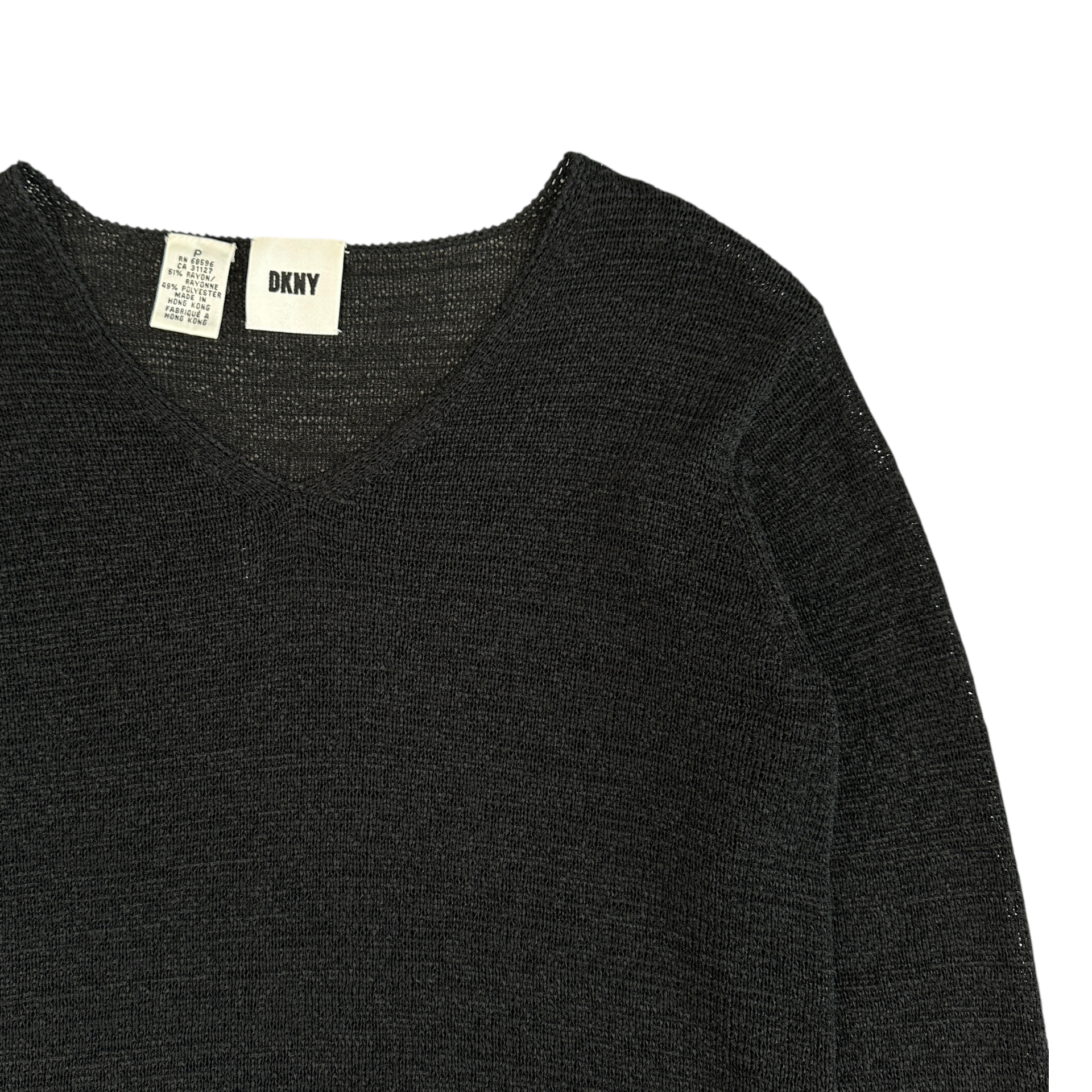 DKNY CABLE-KNIT TOP - BLACK