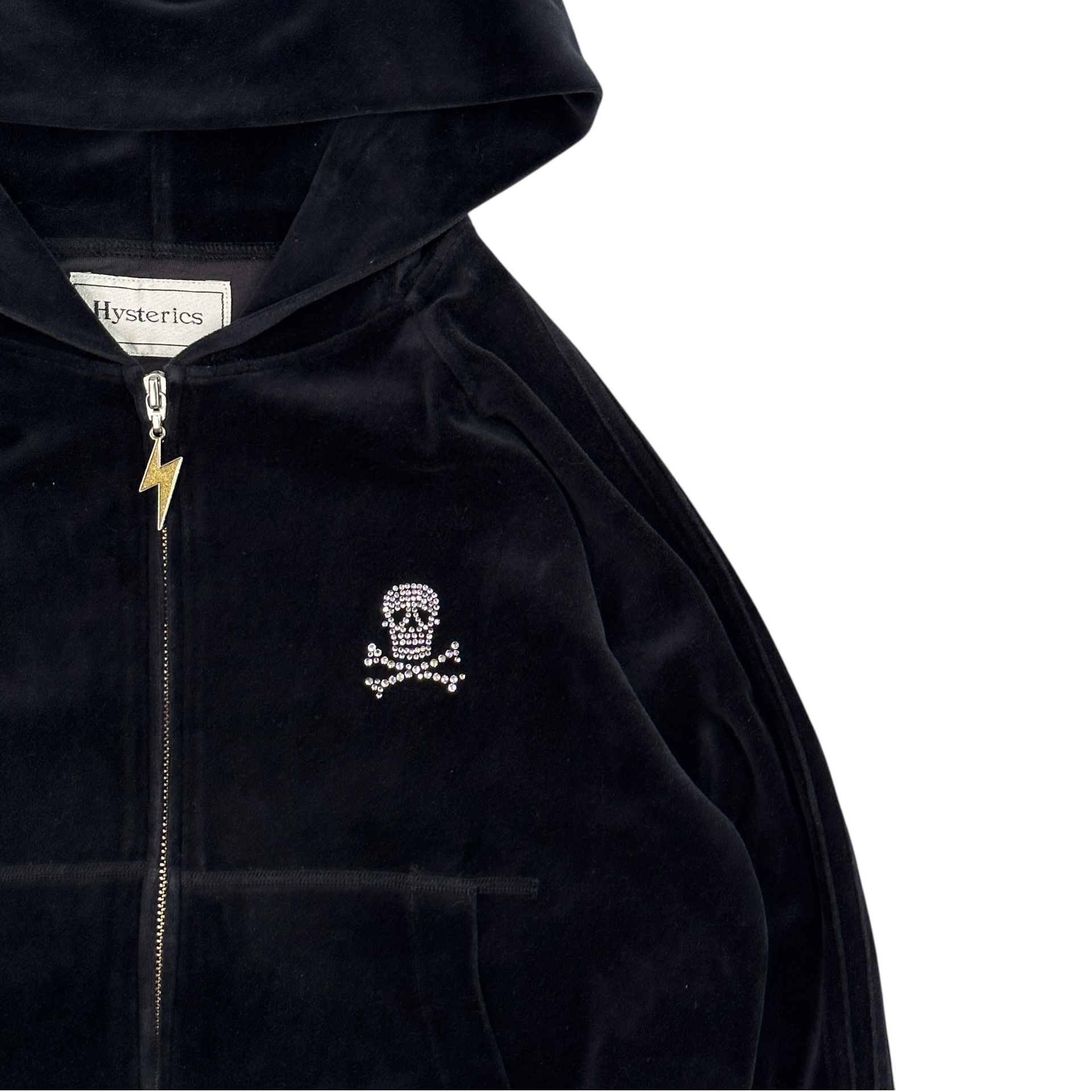 HYSTERIC GLAMOUR HYSTERICS VELOUR RHINESTONE HOODIE
